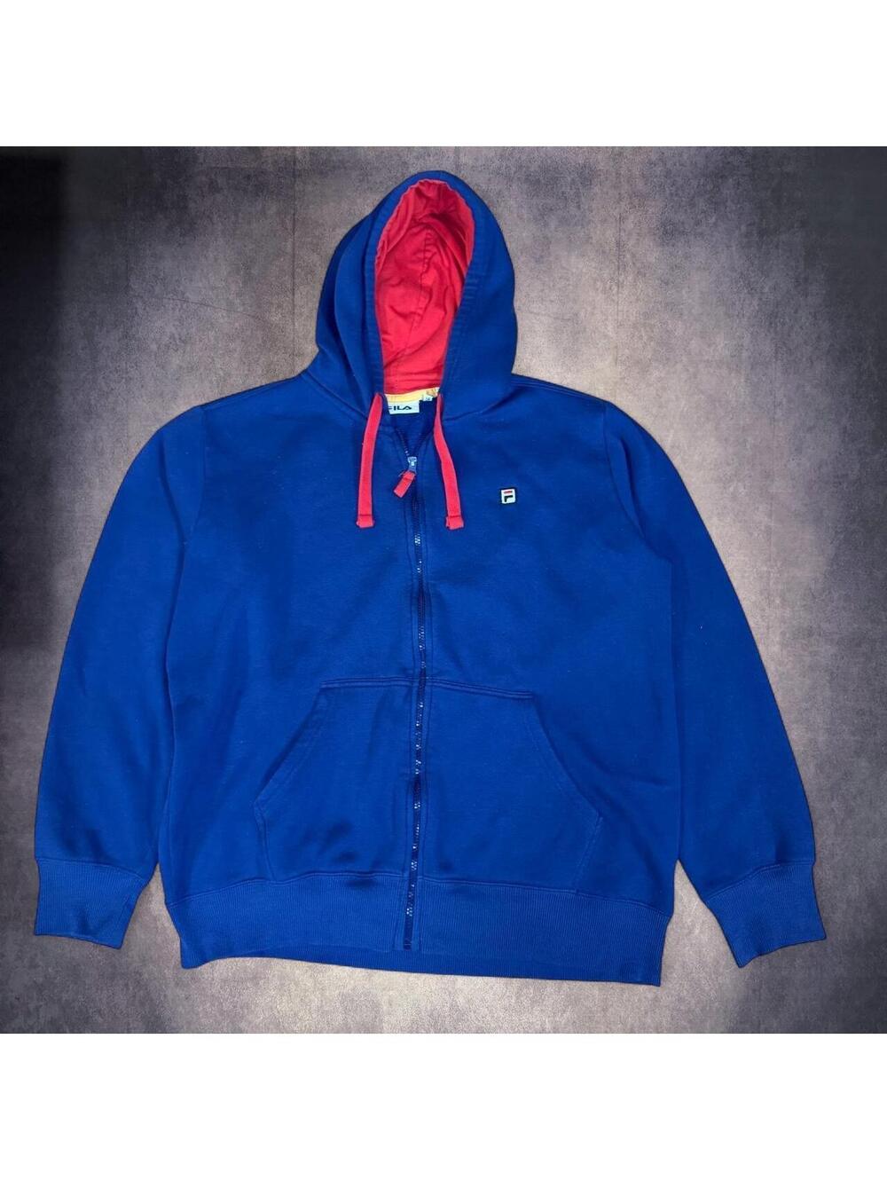 Vintage y2k Fila blue zip up hoodie with red lining